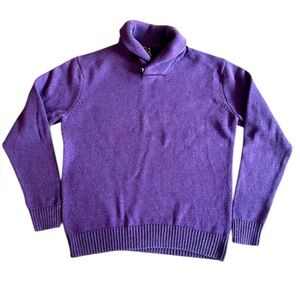 JoS. A. BANK Exec Collection Purple Shawl Collar Sweater Leather Button — Lg